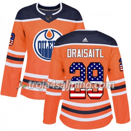 Edmonton Oilers tröja Leon Draisaitl 29 Adidas 2017-2018 Orange USA Flag Fashion Authentic - Dame NHL Tröjor